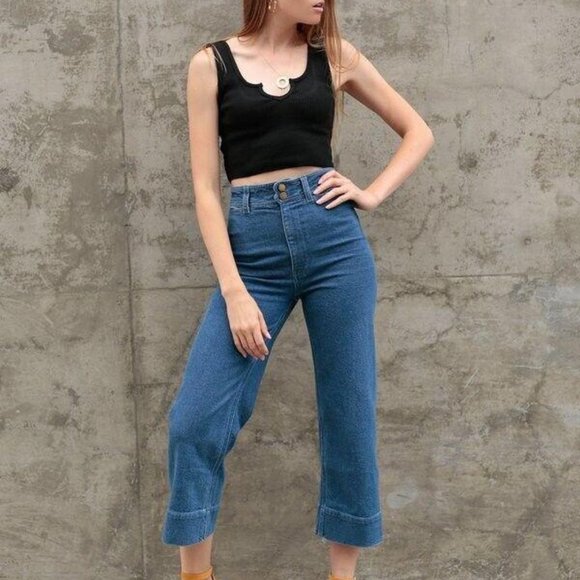 Apiece Apart Merinda Denim Pants Jeans Wide Leg High Waisted XXL NEW - Picture 2 of 10
